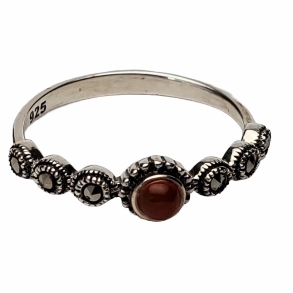 925 Silver Marquesite thin Ring size 7 Stack ring *